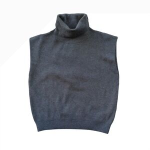 Maeve Anthropologie Charcoal Gray Ribbed Turtleneck Sleeveless Sweater Vest XS